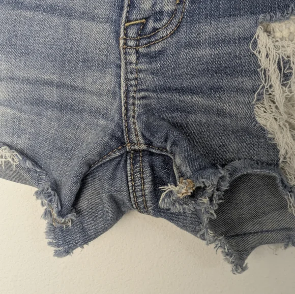 American Eagle Hi Rise Shortie Shorts 0 Distressed Next Level Stretch Women Lace - Picture 7 of 16